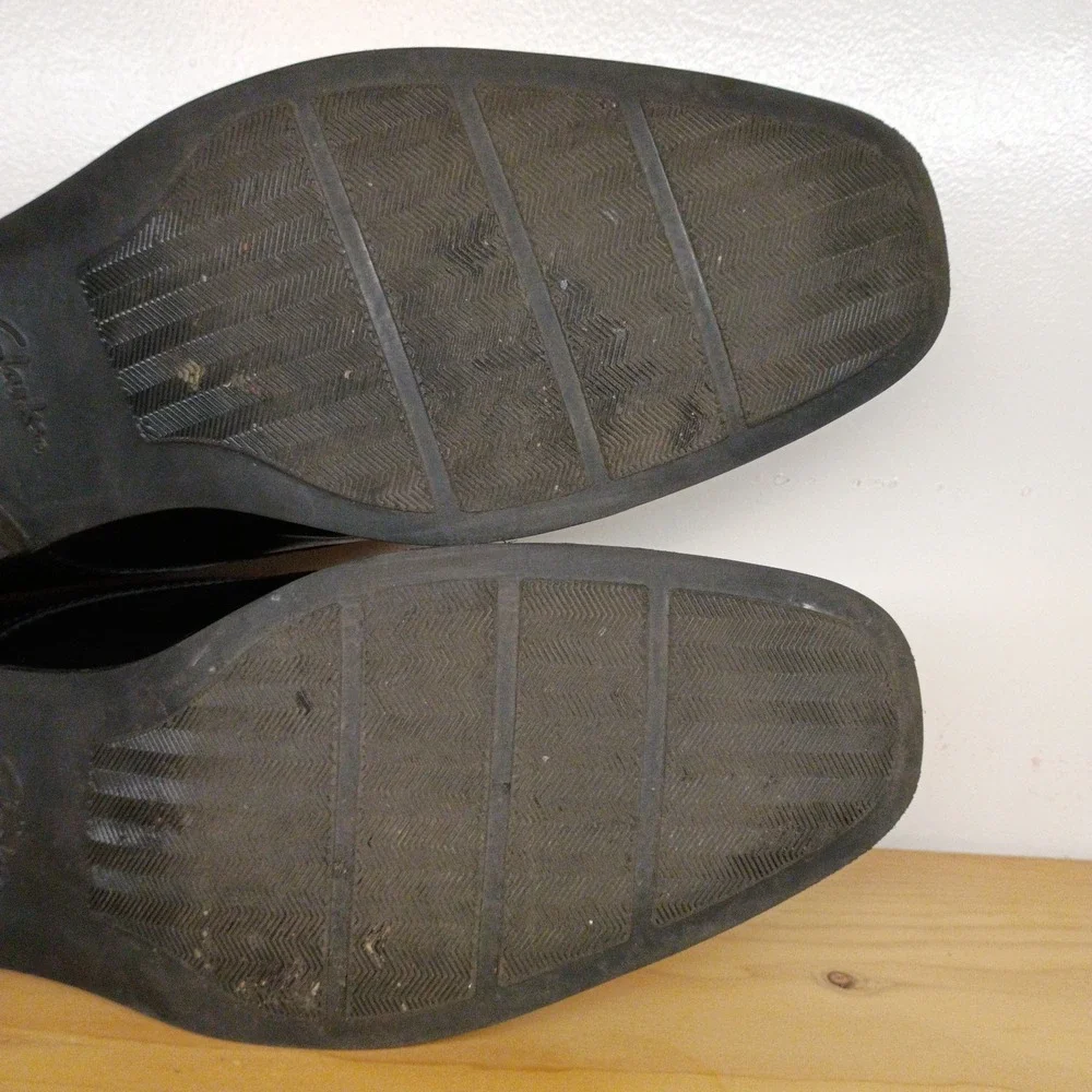 Men's Clarks Tilden Walk‎ Lace-Up Oxfords Shoes Black Leather Square Toe Sz 14 M